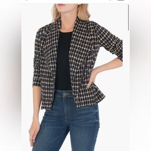 Nordstroms Kut, women's  blazer with zip clouser, grey, cream, black. Size M